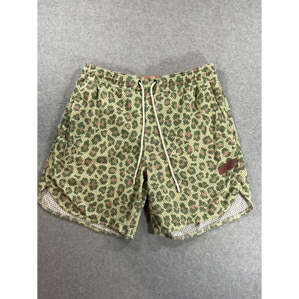 Legends Luka Mesh Athletic Shorts Green Leopard Print Lined Mens Medium 2093